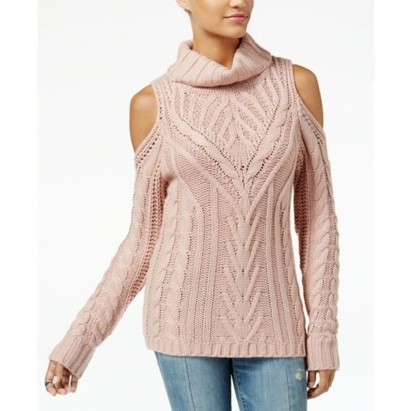 American Rag Sweaters - American Rag Pink Cold Shoulder Turtleneck Sweater